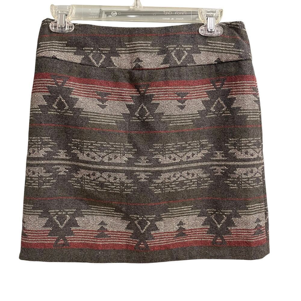 Dalia Collection Vintage Wool Blend Skirt Size 2 Aztec Pattern Southwestern Fall